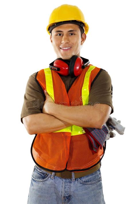 Construction Worker Stock Image Of Male Construction Worker Over White