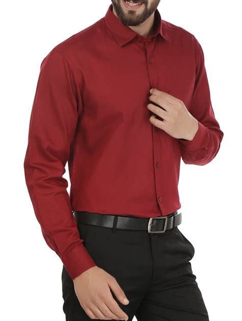 Buy Online Red Color Cotton Formal Shirt From Shirts For Men By