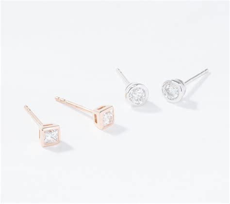 Affinity K Gold Bezel Set Diamond Stud Earrings Qvc Com