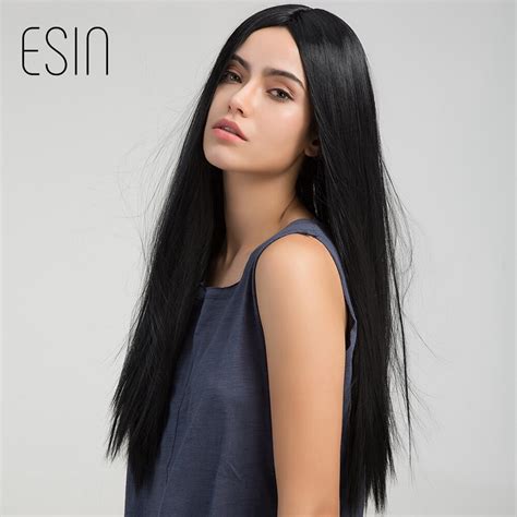 Esin 24 Inch Full Wig Natural Black Real Thick Synthetic Long Straight