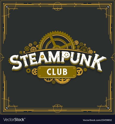 Steampunk Club Golden Logo Design Victorian Vector Image