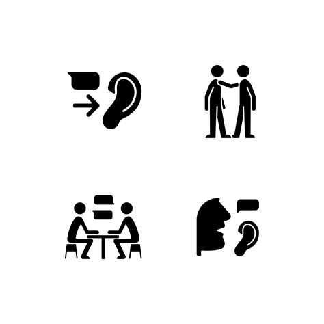 Verbal And Nonverbal Communication Black Glyph Icons Set On White Space