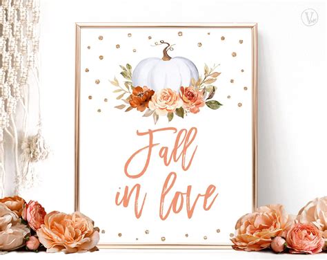 Fall In Love Sign Printable Bridal Shower Sign Table Decor Etsy