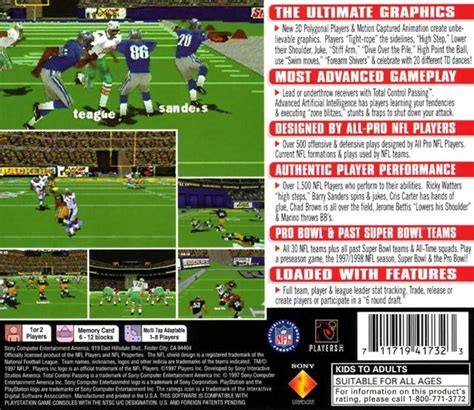 Nfl Gameday 98 Boxarts For Sony Playstation The Video Games Museum