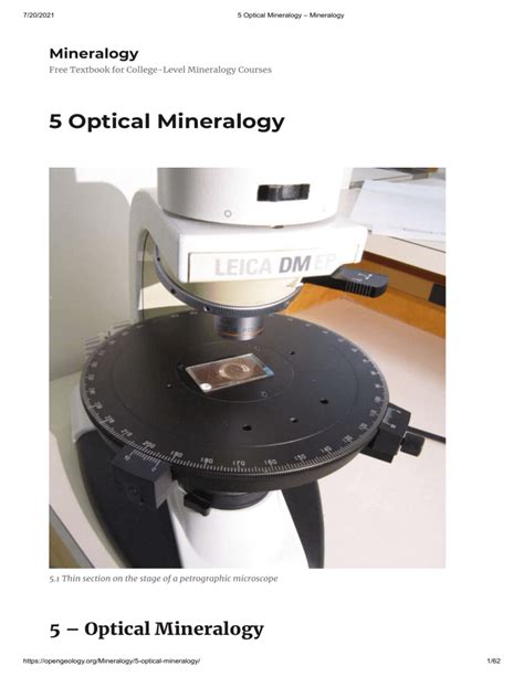 Optical Mineralogy Mineralogy