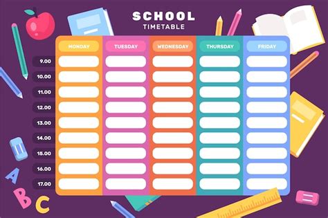 Dibujado A Mano De Vuelta Al Horario Escolar Vector Gratis