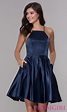 Short Sleeveless Homecoming Dress with Tied Back | Satin homecoming ...