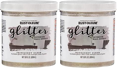 Rust Oleum 323860 Glitter Interior Wall Paint Iridescent Clear 32oz 2pk