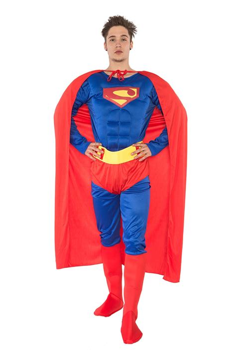 Adult Superman Muscle Chest Super Hero Halloween Costume Outfit Fancy