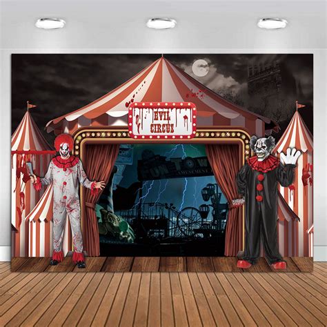 Spooky Animated Light Up Clown In Circus Tent Halloween Prop