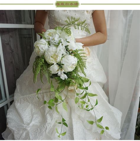 Ayicuthia 2018 Waterfall White Wedding Flowers Bridal Bouquets