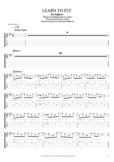Learn To Fly Tab By Foo Fighters Guitar Pro Full Score Mysongbook