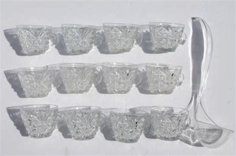 Vintage Arlington Pattern Punch Set Clear Glass Punch Bowl Twelve