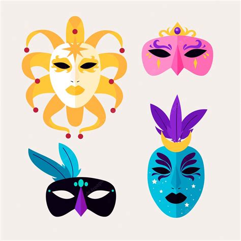 Coleção De Máscaras De Carnaval De Veneza Vetor Grátis