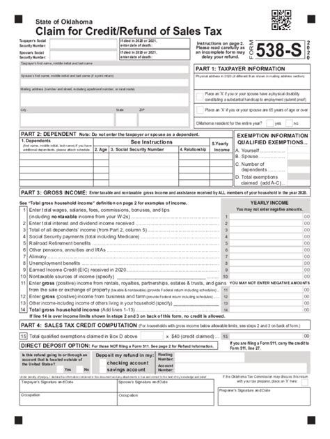 Oklahoma Tax Commission Sales Tax Rebate 538 S