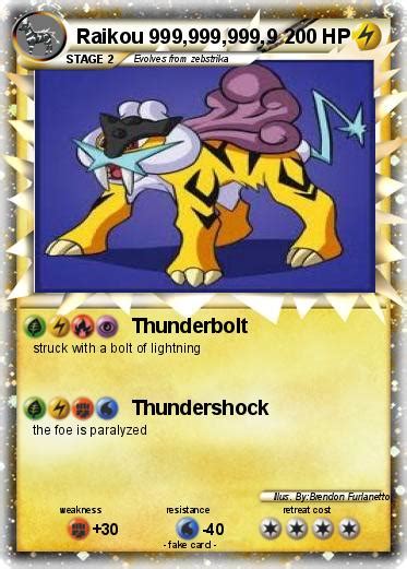 Raikou is an electric type pokémon introduced in generation 2. Pokémon Raikou 999 999 999 9 9 - Thunderbolt - My Pokemon Card