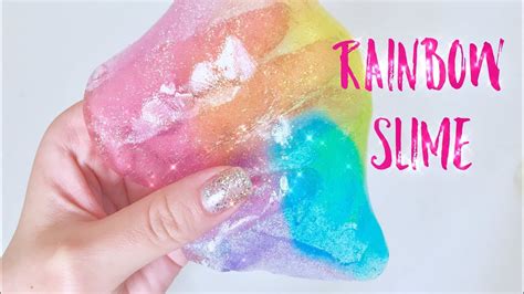 Rainbow Slime With Glitter Diy Youtube