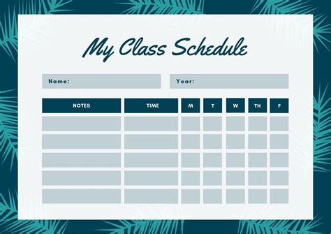 Printable And Customizable Class Schedule Templates Canva