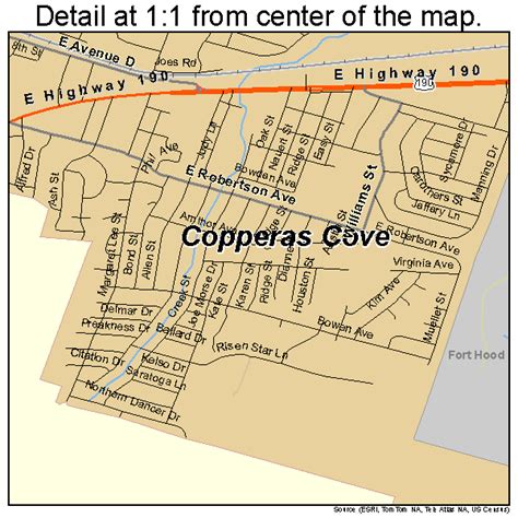 Copperas Cove Texas Street And Road Map Tx Atlas Poster P Ebay