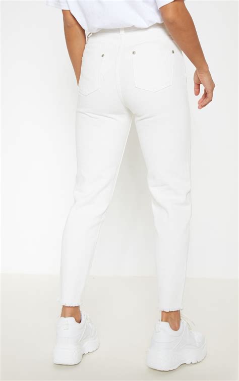 Petite White Denim Straight Leg Jeans Prettylittlething Ca