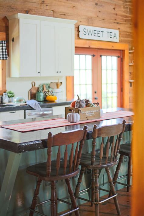 Decorating A Fall Cabin Kitchen With Pumpkins Creative Cain Cabin