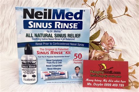 Nasal irritation from animal dander, pollen, dust mites, house dust. Bộ rửa mũi NeilMed Sinus Rinse 50 gói muối, kèm bình 240ml