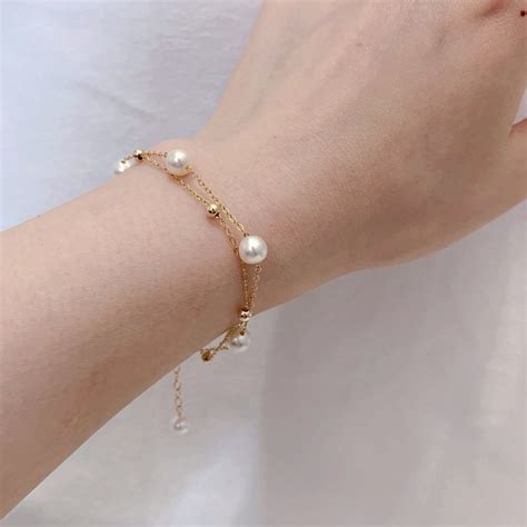 14k Gold Filled Pearl Bracelet Gold Layering Pearl Bracelet Etsy