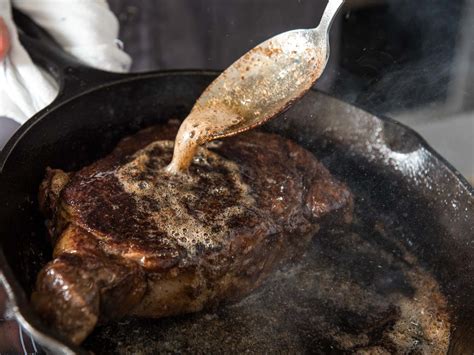 Larger steaks will admittedly fit better on a grill, but you can cut them into smaller portions to fit into your skillet.5 x research source. How to Butter-Baste Steaks, Chops, and Fish | Serious Eats