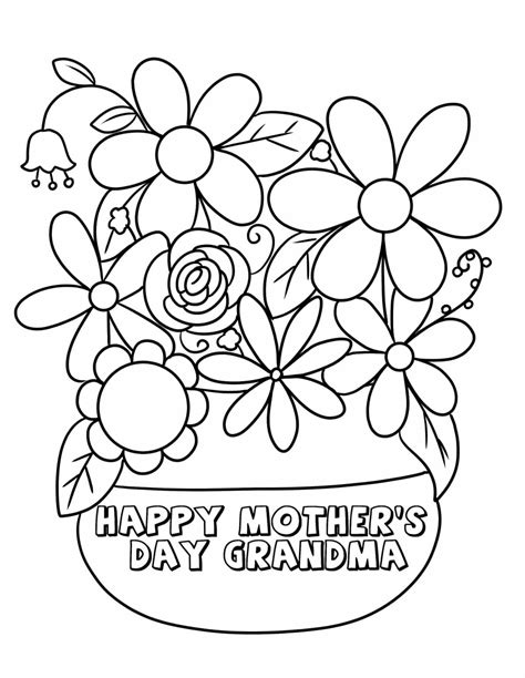 Happy Mothers Day Grandma Coloring Cards Printable Free
