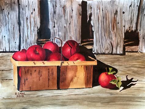Basket Of Apples Watercolor Paintings Painting Watercolor