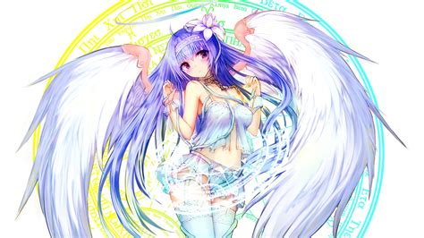 Wallpaper Drawing Illustration Long Hair Anime Girls Wings Angel