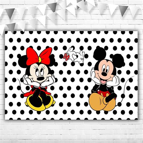 Buy Mickey And Minnie Mouse Backdrop Gender Reveal 5x3 White Polka Dot
