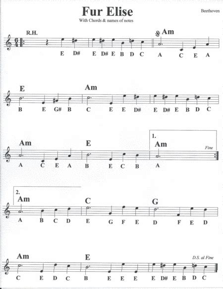 You've found the free sheet music and tab for für elise by ludwig van beethoven. Beginner Fur Elise Sheet Music with Letters 44 Download Fur Elise with Chords & Names No… in ...