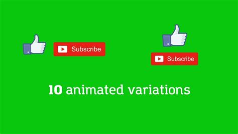 Youtube Like And Subscribe Button Animated Green Screen Pack 10