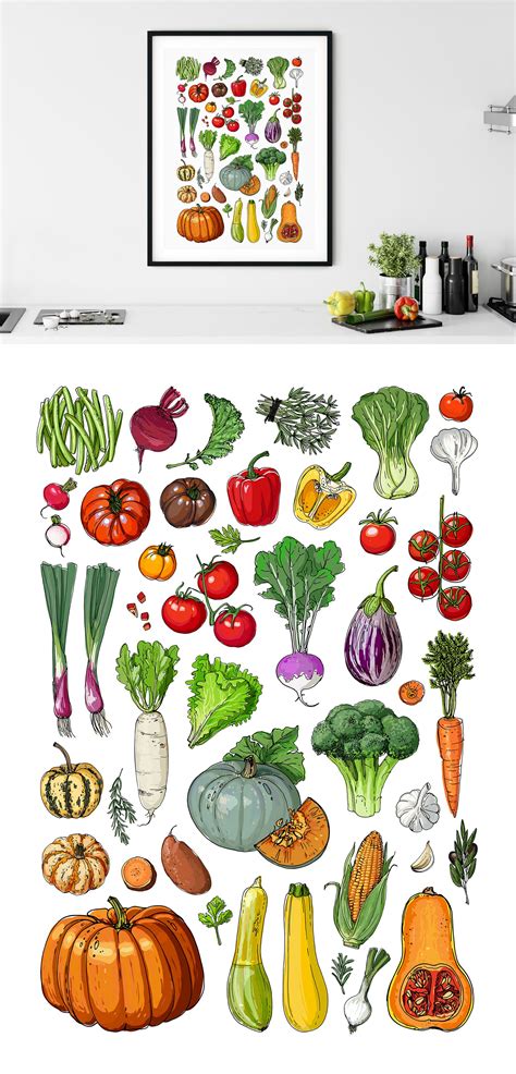 Vegetable Poster Etsy In 2021 Poster Prints Poster Food Illustrations