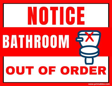 Restroom Bathroom Toilet Out Of Order Signs