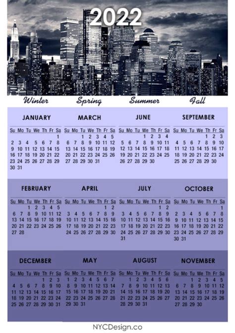 2022 Calendar Printable A4 Paper Size Nyc Calendar Sunday Start