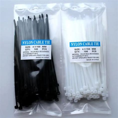 100pcs Nylon Cable Tie 4x150mm White Black Color Self Locking Plastic