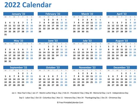 2023 Calendar With Holidays Usa Printable Zohal