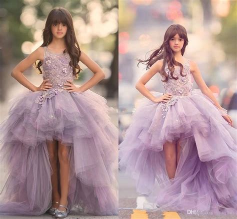 2017 Girls Pageant Dresses Princess Tulle High Low Length