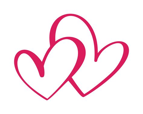 Heart Two Love Sign Icon On White Background Romantic Symbol Linked