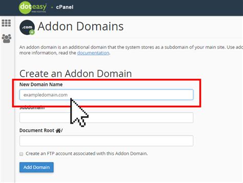 Creating An Addon Domain Doteasy Web Hosting