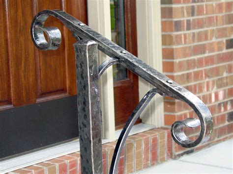 Picturesque best railing designs for backyard. Handmade Hand Forged Textured Iron Handrail by Arc Iron Creations | CustomMade.com