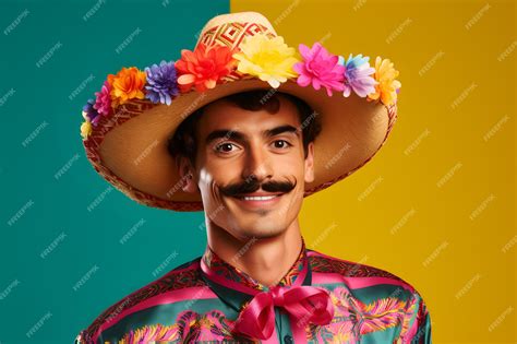 Забавный мексиканец в красочном мужском национальном костюме мексики