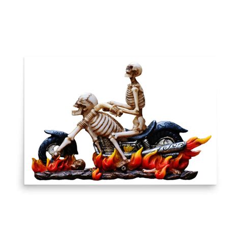Skeleton On Skeleton Motorcycle Extra Large Poster Etsy