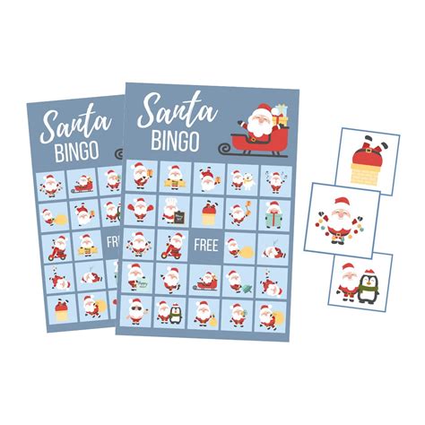 Santa Printable Game Instant Download Christmas Bingo Cards Etsy