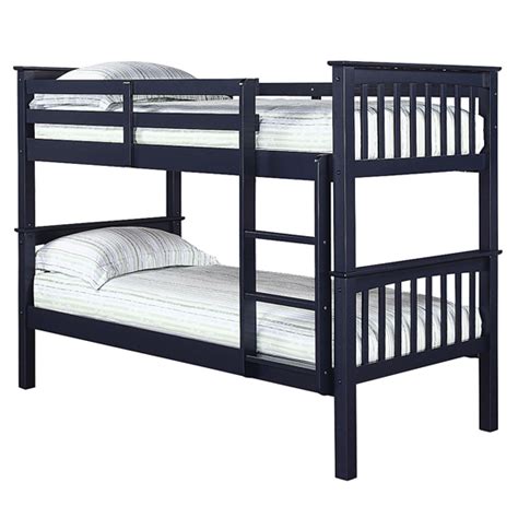 Leno Wooden Double Bunk Bed In Blue Sale