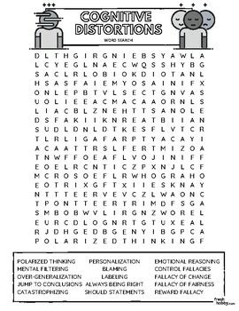 COGNITIVE DISTORTIONS Word Search Puzzle Intermediate Difficulty