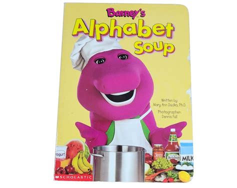 Barney Alphabet Soup Board Book 90s Vintage E121 Etsy