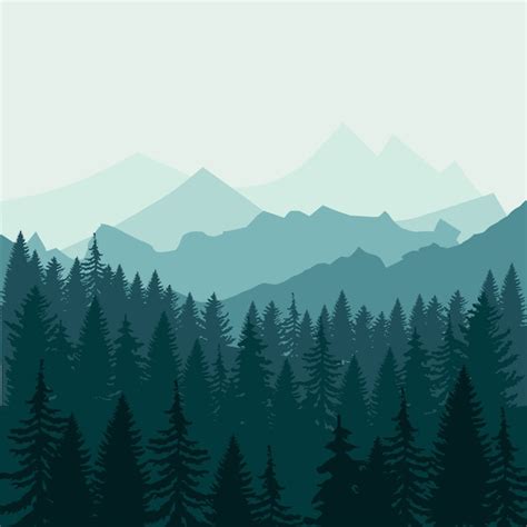 Premium Vector Pine Forest And Mountains